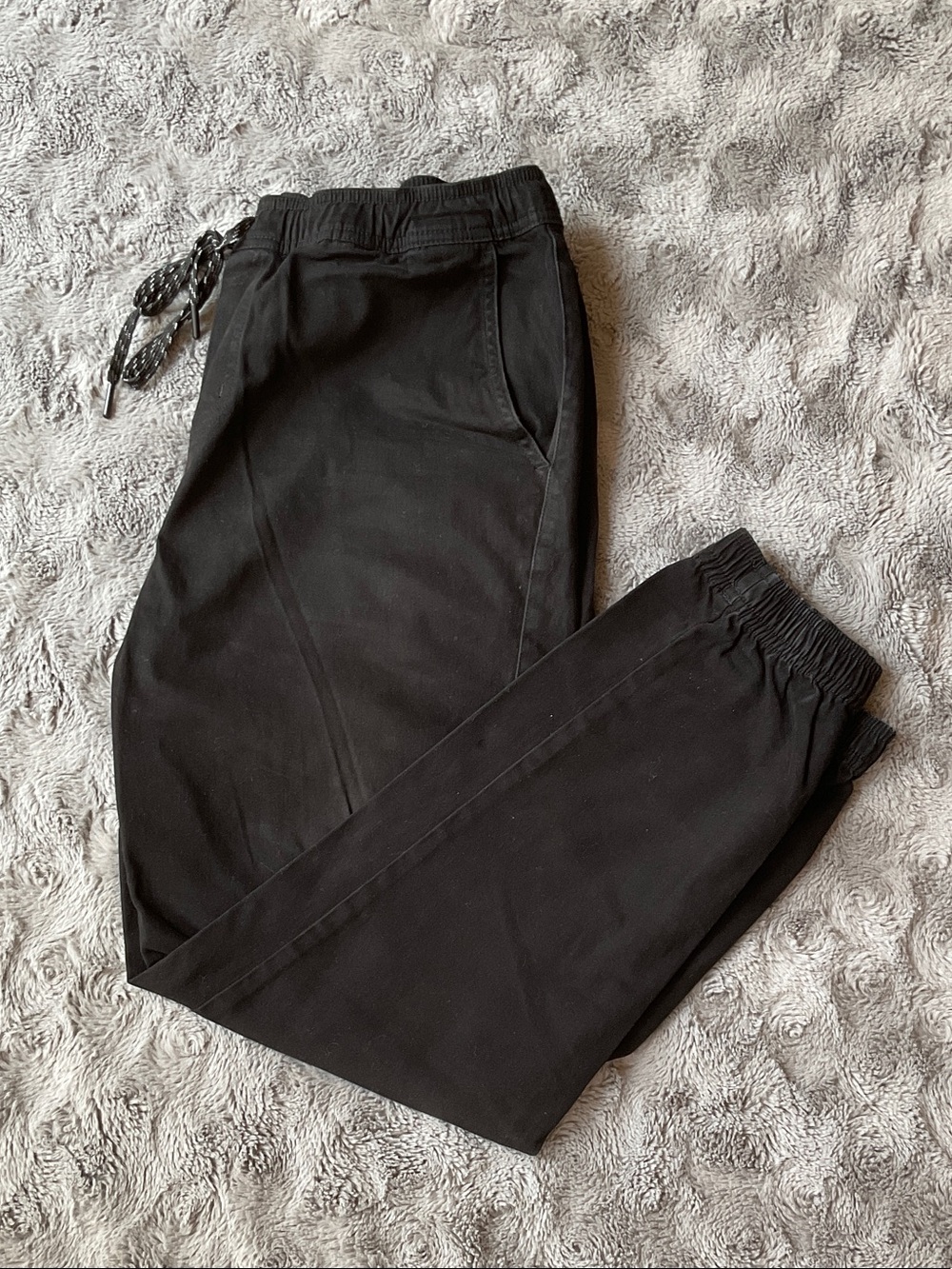 RSQ Men's Black washed Elastic Waist Cargo Joggers